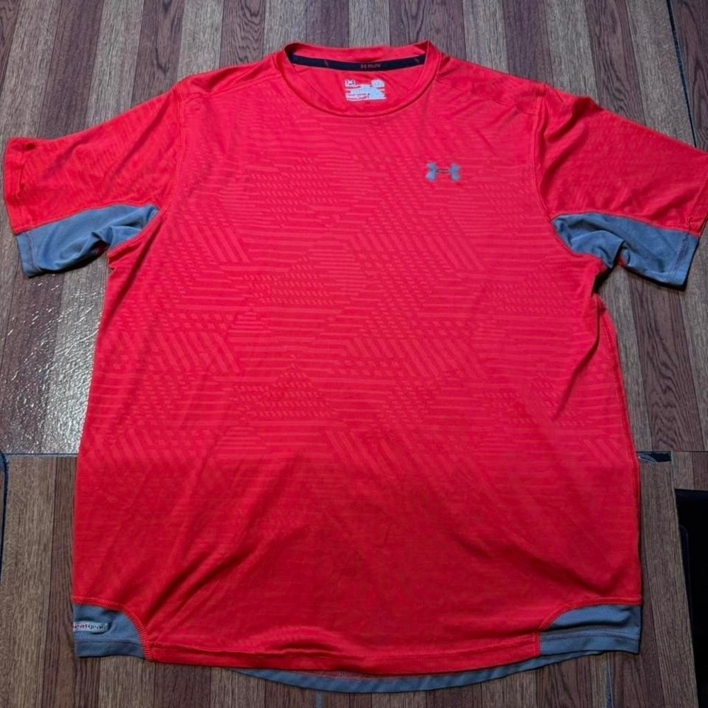 Under Armour Grey Heat Tech Retro Sportswear Running Fitted Shirt Large